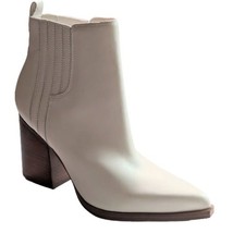 Marc Fisher Ivory Leather Stacked Heel PointToe Slip On Ankle Boot Size 8.5 NEW - £35.48 GBP
