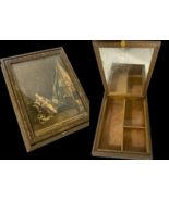 Antique Jewelry Art Box Hinged Artwork Lid Victorian Romantic Wooden Ren... - $139.99