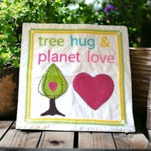 Pottery Barn Teen Tree Hugger Pillow Cover Organic Cotton Love Hug Planet Pink - $24.74