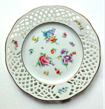 Burg Lindau Plate Feines Porzellan Porcelain Floral Gold Trim Reticulate... - $7.99