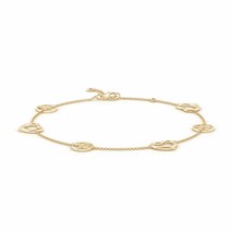 ANGARA Open Heart &amp; Peace Adjustable Anklet for Women, Girl in 14K Solid Gold - £730.86 GBP