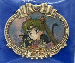 Vintage Sailormoon Sailor Moon and Luna Beautiful Gold Color Pin 1994 1.5” X 2” - £33.76 GBP