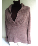Ann Taylor Loft Heathered Mauve Color Alpaca Blend Sweater Shawl Collar ... - £19.29 GBP