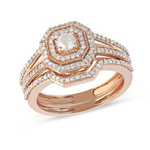 Authenticity Guarantee 
10K Rose Gold 0.50Ct TDW Diamond Double Halo Bri... - £527.22 GBP