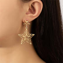 18K Gold-Plated Openwork Star Drop Earrings - £10.43 GBP