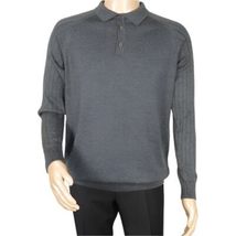 Men's Sweater Knit By BRANGO Turkey Polo Neck Cotton Blend 21228 Charcoal Gray image 6
