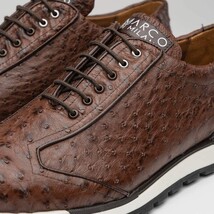 Hand painted genuine ostrich quill Sneaker Shoes Scanno Antique Brown image 3