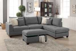 Florence 3-Piece Sectional Sofa Covered in Doris Fabric With Matching Ottoman - £971.89 GBP