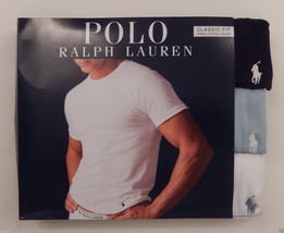 3 Polo Ralph Lauren Cotton White Blue Crew T-SHIRTS Undershirts S M L Xl Xxl Nwt - $34.55+