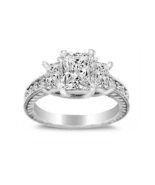 14k White Gold 1.75ct Diamonette CZ Emerald-Cut 3-Stone Ring Size 7.5 - $395.00