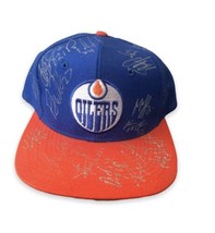 NHL Edmonton Oilers  Painters Orange Blue Snap Back  Hat Vintage With Signatures - £175.93 GBP
