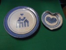 Great Set of 2 Clay Pottery LOVE &quot;Heart&quot; Plates ................FREE POS... - £9.06 GBP