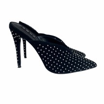 AQUA Flame Mule Heels Black Size 7 Studded Suede Pointed Toe Slip On Shoes  - $31.79