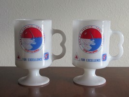 Boeing Pacific Test Center For Excellence Milk Glass Coffee Pedestal Cup Mug USA - £15.67 GBP