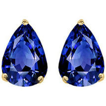 2.50CT Womens Stylish 14K Yg Plated Silver Blue Sapphire Pear Stud Earrings - £32.36 GBP