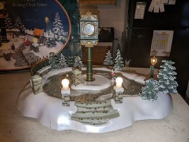 Happy Winter Holiday Walk in the Park Clock Tower Christmas AS IS READ DESCRIP - £46.79 GBP