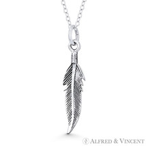 Eagle Wing Feather 32x7mm Native American Pendant Oxidized .925 Sterling Silver - £12.33 GBP+