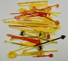 Lot 40 Yellow &amp; Orange Swizzle sticks cocktail stirrers Casino Airlines Bars - £15.28 GBP