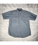 Key Mens XL Chambray Work Shirt Short Sleeve Button Up Blue Cotton Size - $17.99
