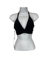 Aerin Rose Women&#39;s Wrap Banded Fixed Triangle Jet Black Bikini Top Size ... - £29.63 GBP