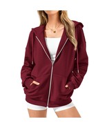 Oversized Full Zip Up Sweatshirts Fall Jackets Outfits For Women Fashion... - £51.62 GBP