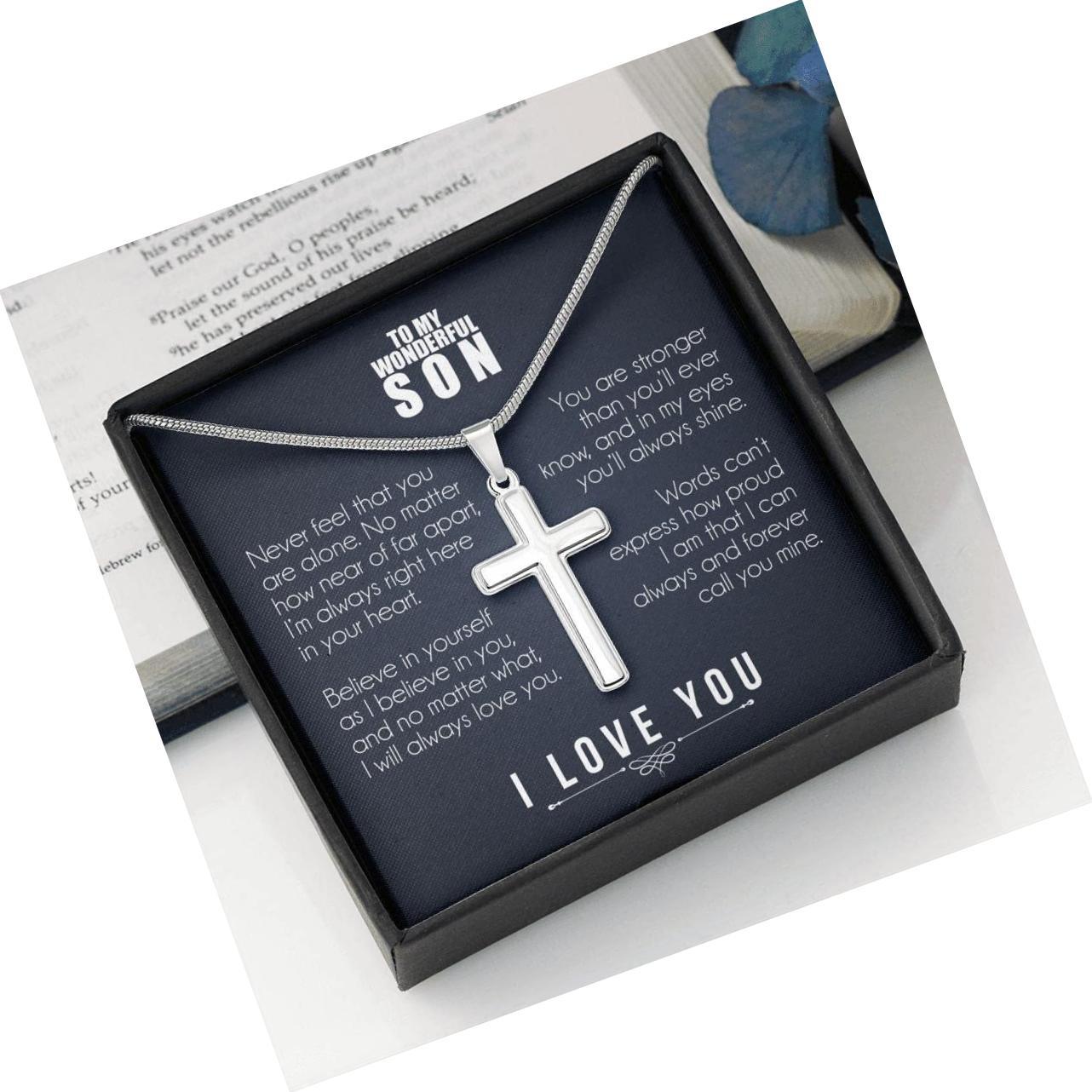 Primary image for To My Son Cross Necklace With Poem Card, Son Birthday Card