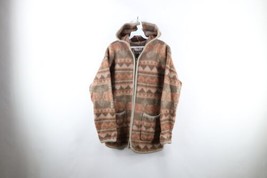 Vintage 90s Streetwear Womens Medium Wool Blend Knit Southwestern Hooded Jacket - £61.88 GBP