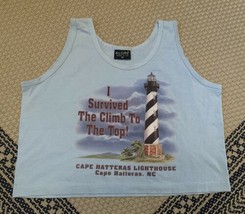 Vintage Cape Hatteras Lighthouse Tank Top One Size I SURVIVED THE CLIMB  - £16.24 GBP