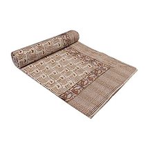 Indian New Beautiful Hand Block Kantha Quilt bedpsread Throw Paisley Handmade Ki - £56.29 GBP