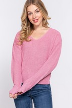 Women&#39;s Pink Dolman Slv Strappy Open Back Sweater (L) - $25.25