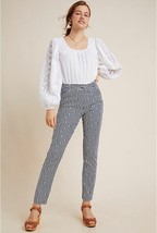 New Anthropologie The Essential Blue Striped Floral Slim Fit Cotton Ankle Pant 2 - £38.69 GBP