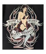 Lucky 13 Shirt Mens Medium Pinup Girl Cards Poker Black Graphic Bikini B... - $51.98