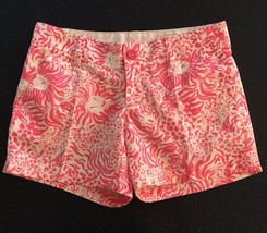 NEW Lilly Pulitzer Sz 2 Callahan Shorts Resort White Get Spotted Pink Lion - £27.08 GBP