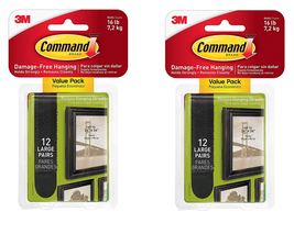Command Large Picture-Hanging Strips, Black, 24-Sets - $26.76