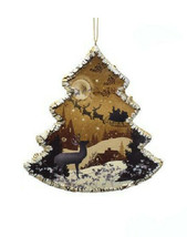 Kurt Adler 5.75&quot; Resin Winter Woods Tree Frame Starry Night Christmas Ornament - £8.67 GBP