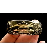 ASIAN Themed Sterling Silver Hand Engraved CUFF BRACELET - 7/8 inch wide - £98.86 GBP