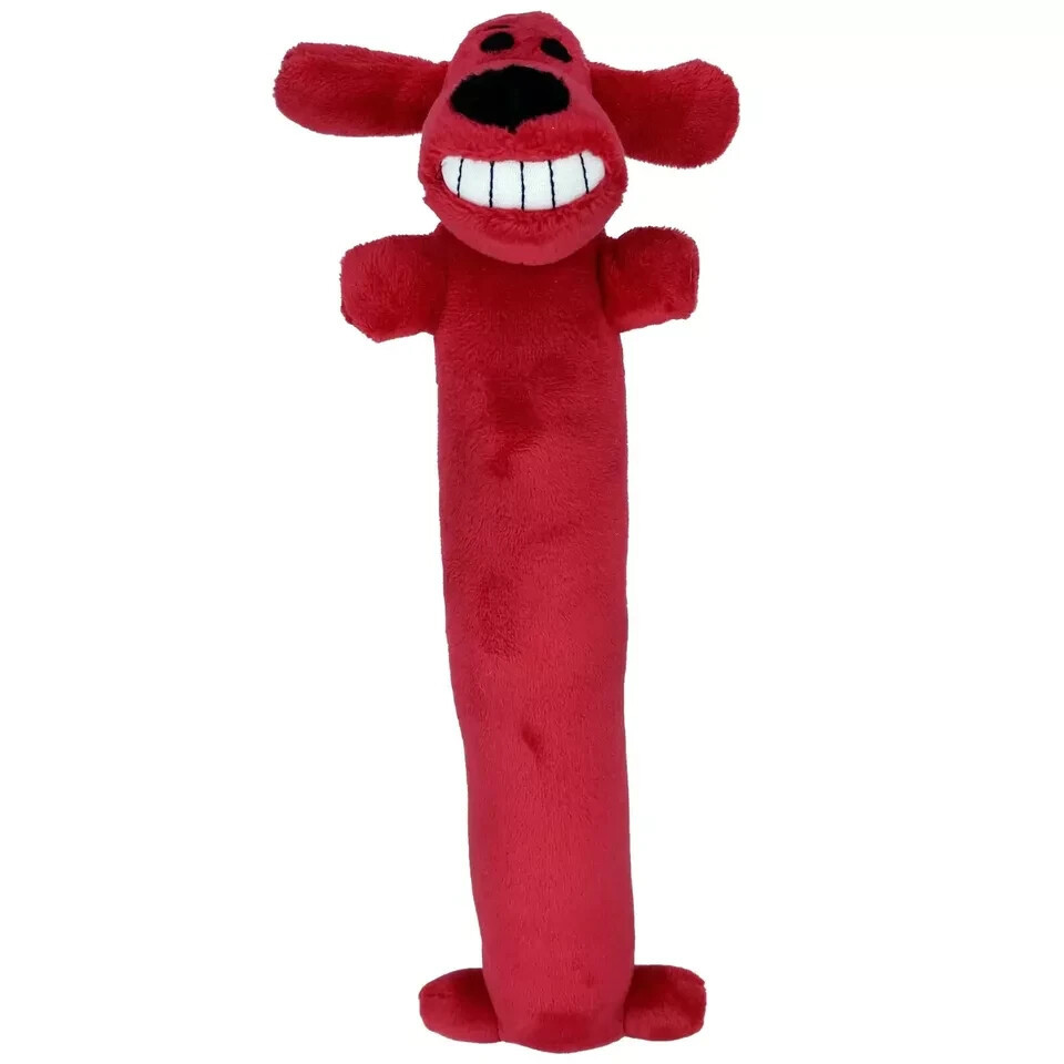 MULTIPET PLUSH LOOFA DOG TOY STUFFING SQUEAKER RED - $12.86
