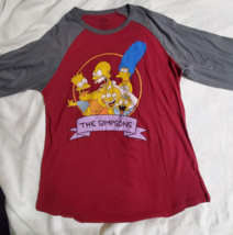 The Simpsons Sleep Pajama Shirt Mens XL Burgundy Gray Homer Choking Bart Family - £11.06 GBP