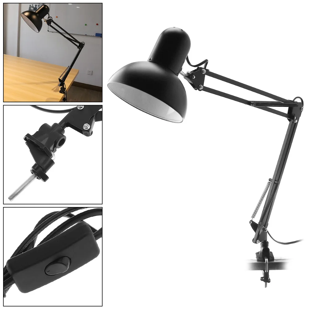 Home Desk Lamp Flexible Swing Arm E27 Desk Light Bracket with Rotatable Table - £23.08 GBP+