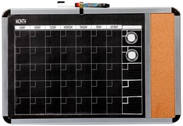 Dooley Metallic Framed Magnetic Black Surfaced 1 Mo Calendar, Cork Strip, 11x17 - £12.48 GBP