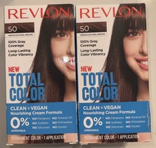 Revlon Total Color 50 Medium Natural Brown Clean Formula Hair Color Lot Of 2 - £29.20 GBP