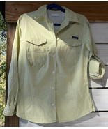 Columbia Shirt Wm. S/P Lime  Green Roll Tab L/S Btn Dwn Vented Super Bon... - £19.24 GBP