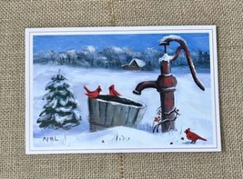 Vtg Mouth &amp; Foot Painting Artists Nancy Rae Litteral Snowy Morn Greeting... - $3.76