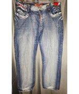 Hash House Jeans 44 x 30 Skull Money White Fuzzy Waist Label Vintage Rare - £75.69 GBP