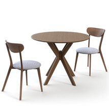 Modern 3 PCS Dining Table Set Round Kitchen Table and Chairs Set for Dining Room - £363.69 GBP