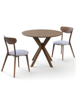 Modern 3 PCS Dining Table Set Round Kitchen Table and Chairs Set for Din... - £357.75 GBP