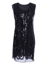Anna-Kaci Women&#39;s Intricate Swirl Sequin &amp; Ribbon Trim Dress Medium Size - £30.13 GBP