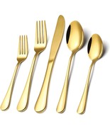 Gold Silverware Flatware Set For 8, 40 Piece Stainless Steel, Dishwasher... - $42.93