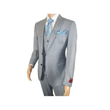 Men Suit BERLUSCONI Turkey 100% Italian Wool Super 180's 3pc Vested #Ber8 Gray image 4