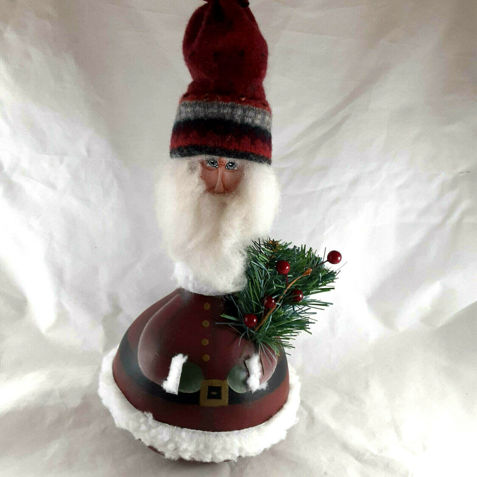 Christmas Gourd Santa Claus Figure Hand Painted Folk Art 2010 sigmed 15.5 inches - $19.79